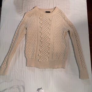 Fisherman vibe, J. Crew Wool Blend Cable Knit‎ Sweater in Cream, Size Small